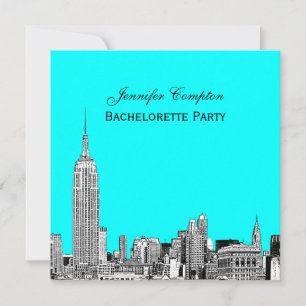Invitation NYC Skyline 01 Gravé DIY Fond de Couleur SQ Enterr
