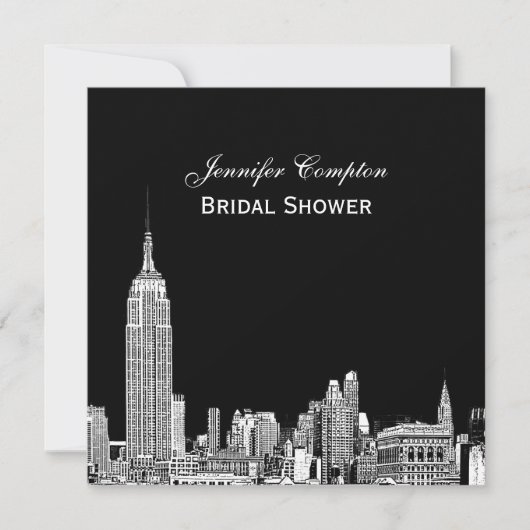 Invitation NYC Skyline 01 Gravé DIY Fond de Couleur SQ Enterr (Devant)