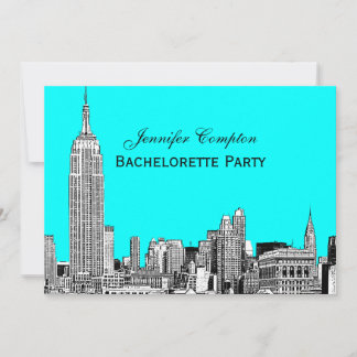 Invitation NYC Skyline 01 Gravé Fond de couleur DIY Enterreme