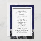 Invitation NYC Skyline 2 Blue Gold Star Sweet 16 V (Dos)