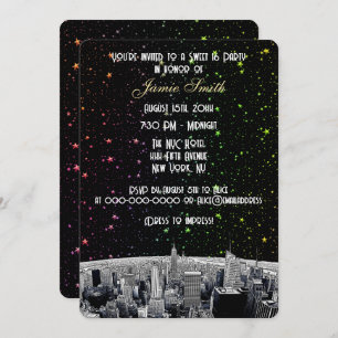 Invitation NYC Skyline 2 Rainbow Star Sweet Etched 16 V