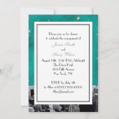Invitation NYC Skyline 2 Turquoise Gold Star V Fiançailles (Dos)