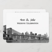 Invitation NYC Skyline Bklyn Bridge Etched #2H Mariage (Devant / Derrière)