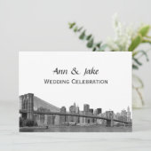 Invitation NYC Skyline Bklyn Bridge Etched #2SQH Mariage (Debout devant)