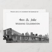 Invitation NYC Skyline Bklyn Bridge Etched #2SQH Mariage (Devant / Derrière)