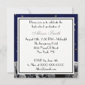 Invitation NYC Skyline bleu Gold Star blanc diplômé (Dos)