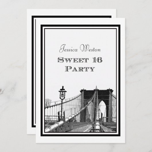 Invitation NYC Skyline Brooklyn Bridge #2 do-it-yourself Swee (Devant / Derrière)