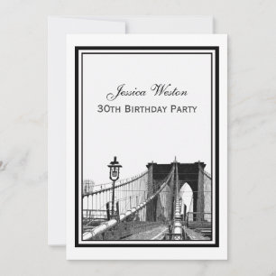Invitation NYC Skyline Brooklyn Bridge #2 fête d'anniversaire