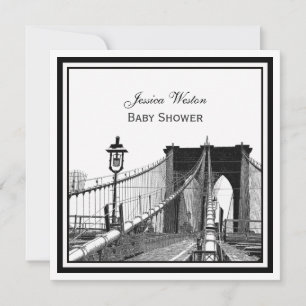 Invitation NYC Skyline Brooklyn Bridge #2 SQ Baby shower