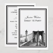 Invitation NYC Skyline Brooklyn Bridge #2 Sweet 16 Party (Devant / Derrière)
