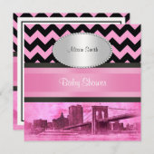 Invitation NYC Skyline Brooklyn Bridge Baby shower Bateau 8P (Devant / Derrière)