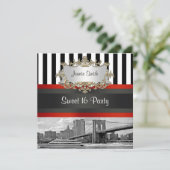 Invitation NYC Skyline Brooklyn Bridge Bateau 2 Sweet 16 Invi (Debout devant)