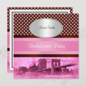 Invitation NYC Skyline Brooklyn Bridge Bateau 3 Bachelorette (Devant / Derrière)