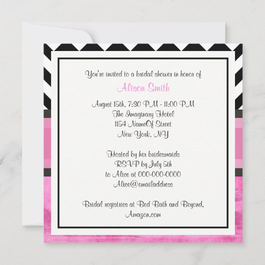 Invitation NYC Skyline Brooklyn Bridge BW Pnk P Fête des mari (Dos)