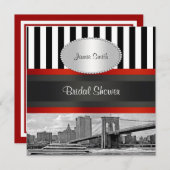 Invitation NYC Skyline Brooklyn Bridge, Fête des mariées de b (Devant / Derrière)