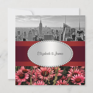 Invitation NYC Skyline BW 1A Fleurs haute ligne 1 Mariage