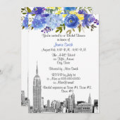 Invitation NYC Skyline ESB Etch Blue Yel Fête des mariées flo (Devant / Derrière)