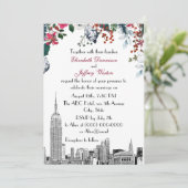Invitation NYC Skyline ESB Etch Burg Blu Green FlorMariage (Debout devant)