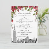 Invitation NYC Skyline ESB Etch Holly Poinsettia Mariage (Debout devant)