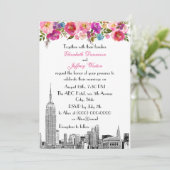 Invitation NYC Skyline ESB Etch Mariage floral rose printemps (Debout devant)