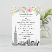 Invitation NYC Skyline ESB Etch rose Ranunculus Mariage (Debout devant)