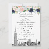Invitation NYC Skyline ESB Etch Rose Wht Blue Gold Floral (Devant)