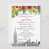 Invitation NYC Skyline ESB Etch Tropical Floral Mariage (Devant)