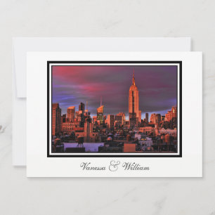 Invitation NYC Skyline ESB Surreal Sunset Wedding Invite