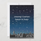 Invitation NYC Skyline Etched #3V2 Starry Blu Sunset Sweet 16 (Devant)