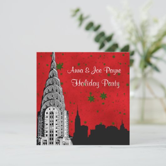 Invitation NYC Skyline Etched Chrysler 1 Noël (Debout devant)