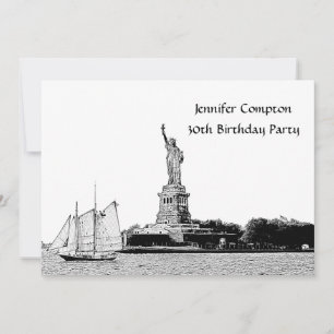 Invitation NYC Skyline Etched St Liberty Anniversaire Party