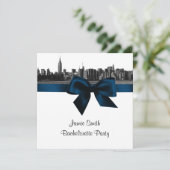 Invitation NYC Skyline large Etchd BW Navy Enterrement de vie (Debout devant)