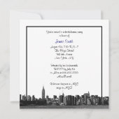 Invitation NYC Skyline large Etchd BW Navy Enterrement de vie (Dos)