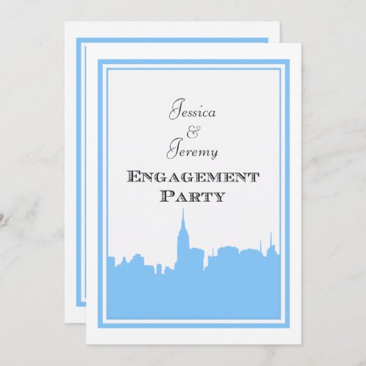 Invitation NYC Skyline Lt Blue Silhouette #2 do-it-yourself F (Devant / Derrière)