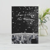 Invitation NYC Skyline no 2 Black Wht Heart Mariage (Debout devant)