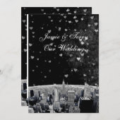 Invitation NYC Skyline no 2 Black Wht Heart Mariage (Devant / Derrière)