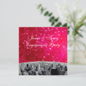 Invitation NYC Skyline no 2 rose Fiançailles de coeur rouge (Debout devant)