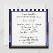 Invitation NYC Skyline Sil Blue Sky2 Blue Wht Stripe Sweet 16 (Dos)