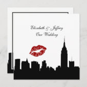 Invitation NYC Skyline Silhouette, Biss ESB #1 BW Mariage SQ (Devant / Derrière)