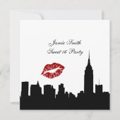 Invitation NYC Skyline Silhouette, Biss ESB #1 BW Sweet 16 SQ (Devant)