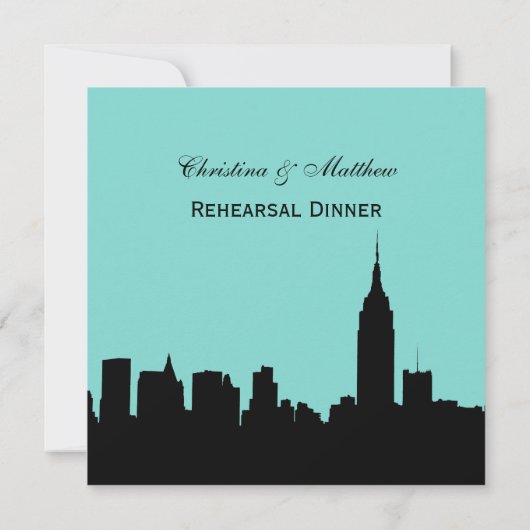 Invitation NYC Skyline Silhouette Dîner de répétition SQ (Dos)