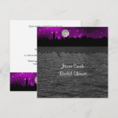 Invitation NYC Skyline Silhouette Lune Purpl Fête des mariées (Devant / Derrière)
