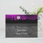 Invitation NYC Skyline Silhouette Lune Purple Sweet 16 (Debout devant)