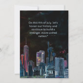 Invitation NYC Skyline Starry Night 4 juillet Célébration (Dos)