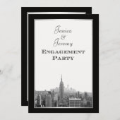 Invitation NYC Skyline Top of the Rock ESB Etched Fiançailles (Devant / Derrière)