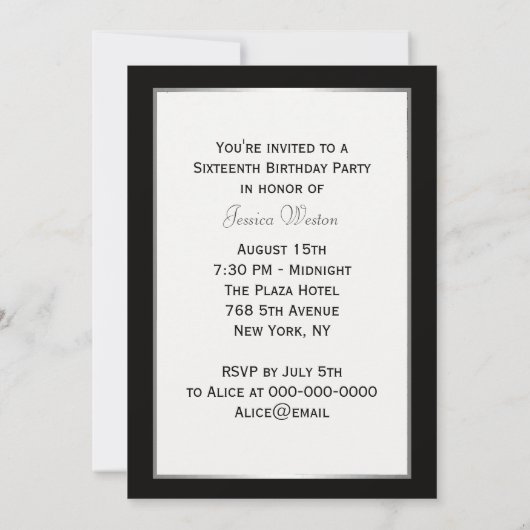 Invitation NYC Skyline Top of the Rock ESB Etched Fr Sweet 16 (Dos)