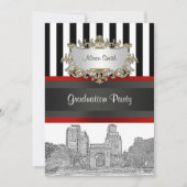 Invitation NYC Skyline Wash Sq Pk Bk Wht Stripe Graduation (Devant)