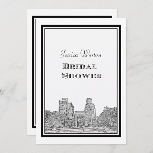 Invitation NYC Skyline Washington Sq do-it-yourself Etched (Devant / Derrière)
