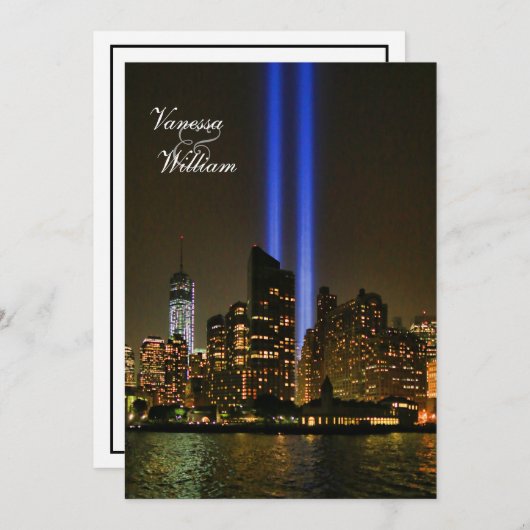 Invitation NYC Skyline : WTC 9/11 Hommage En Mariage No 1 (Devant / Derrière)