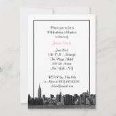 Invitation NYC Wide Skyline Etched BW Rose Anniversaire Party (Dos)